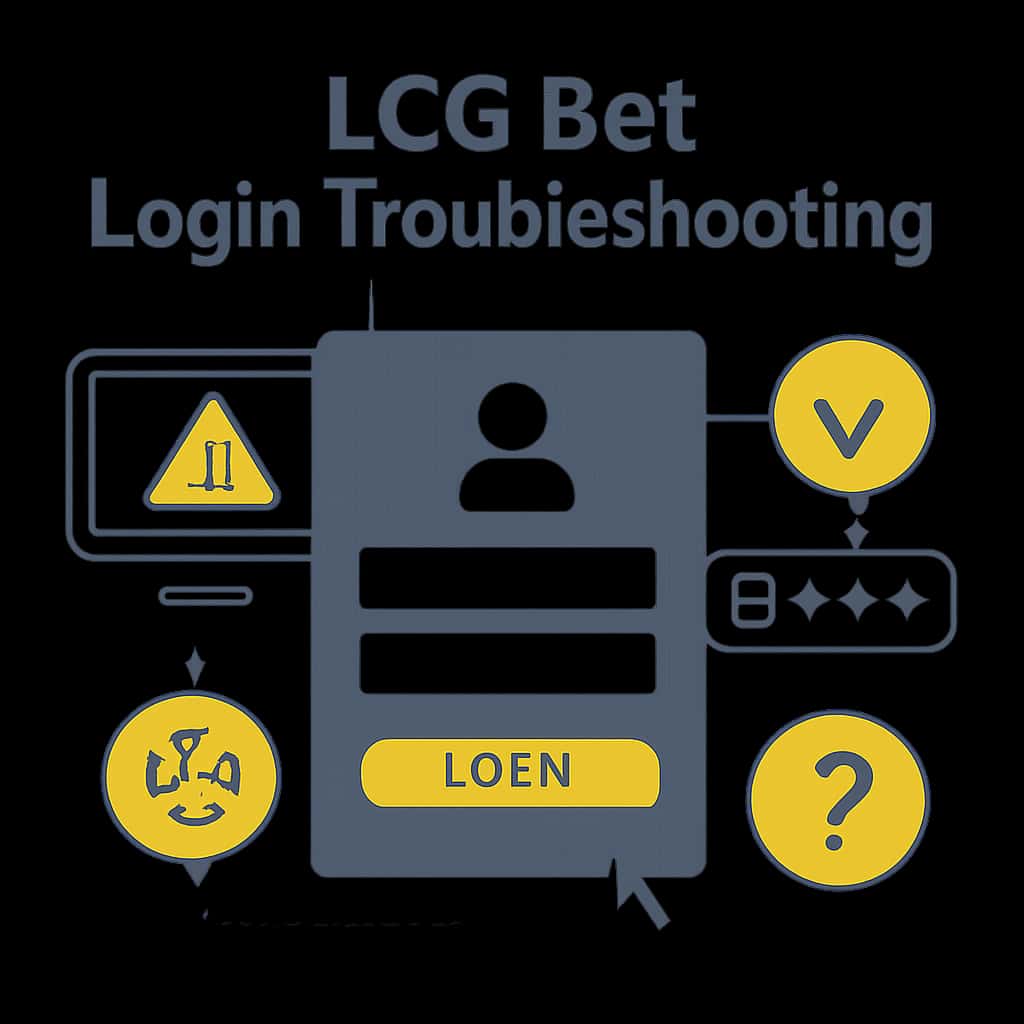 Visual aid detailing common LCG Bet login troubleshooting steps.